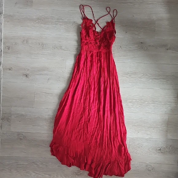 Free People Burgundy Lace Maxi Dress - Picture 5 of 9